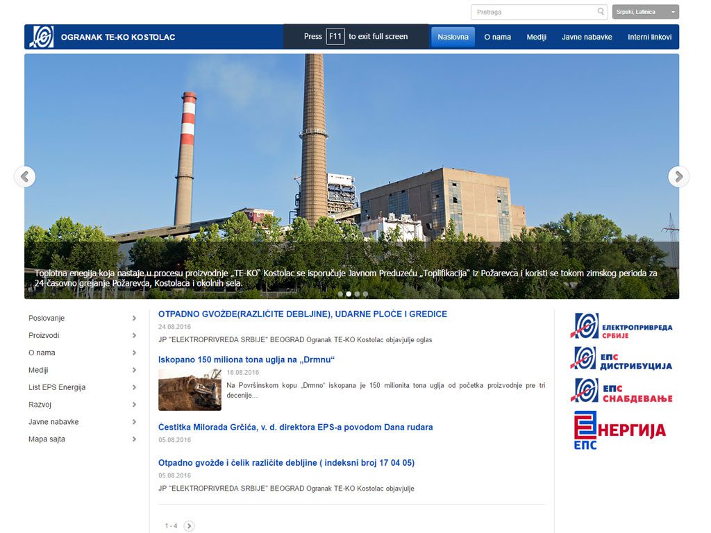 Nova web prezentacija kostolačke kompanije